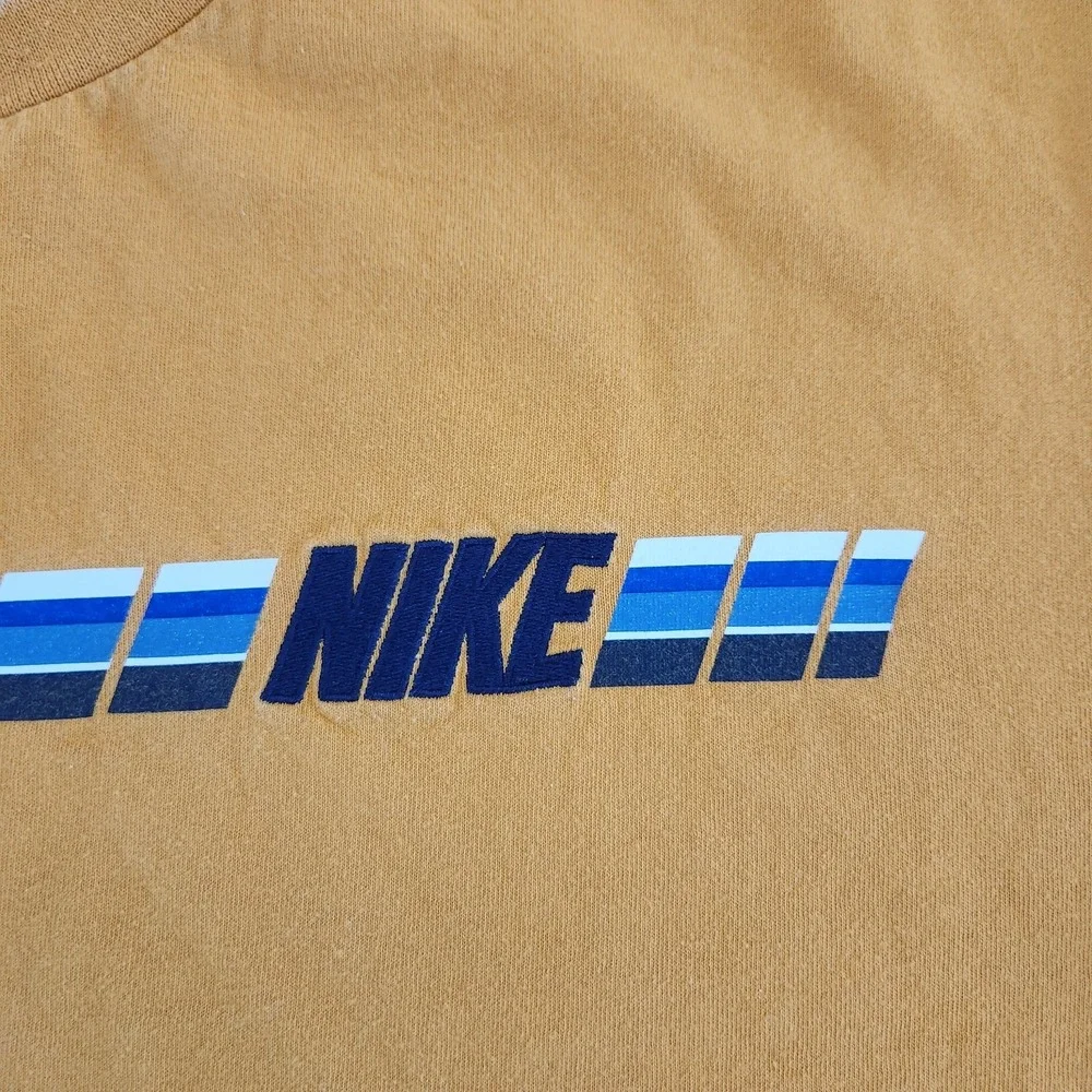 Vintage 90s Nike Center Swoosh T Shirt Yellow Size XL Grey Tag USA Fabric
